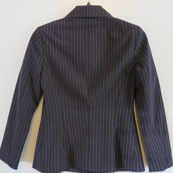 NWT Laundry by Shelli Segal Onyx Pinstripe Rayon Blend Blazer Size 0 MSRP $295 - Picture 6 of 10